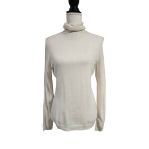 Christopher Fischer 100% Cashmere Turtleneck Sweater Cream Women's Size L SOFT